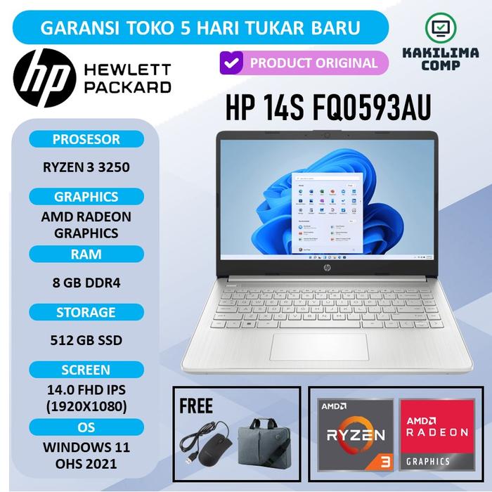 Gambar Laptop HP 14s Ryzen 3 Ram 16GB 512SSD Win11 Free Office Original Ips - 8GB/512GB, UNIT ONLY dari KakiLima Comp undefined Tokopedia
