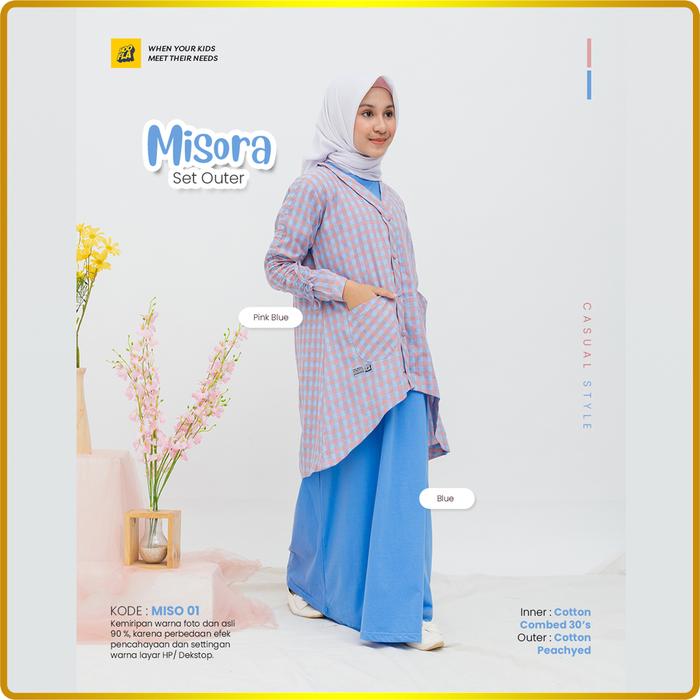 Gambar Setelan Gamis Anak Perempuan Baju Muslim Misora Set Outer Hoofla Kids - PINK-BLUE, S (3-4th) dari Amaira Ecommerce undefined Tokopedia
