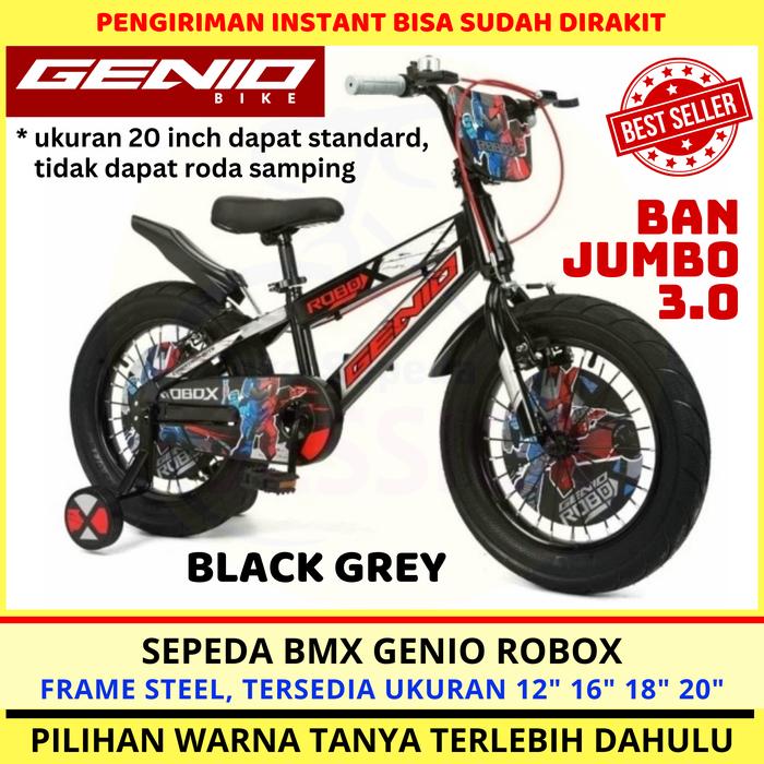 Gambar Sepeda Anak Laki Laki BMX 12 16 18 20 Genio ROBOX ROBOT By United Bike - BLACK GREY, 12" dari Toko Sepeda Jessica undefined Tokopedia