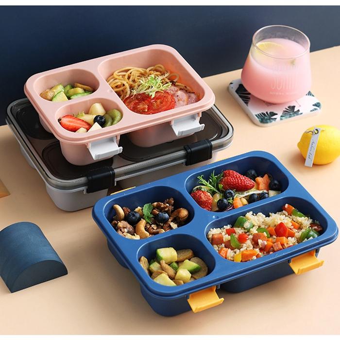 Gambar YH KOTAK BEKAL MAKAN 4 SEKAT ANTI TUMPAH TEMPAT MAKAN DAN SUP SET - 3 Sekat Pink dari Yourhomeneeds8 undefined Tokopedia