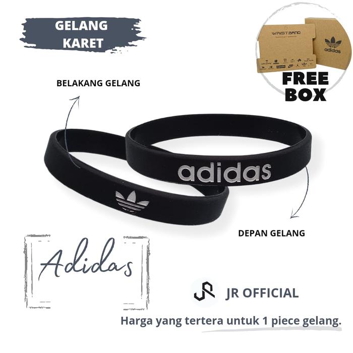 Gambar Gelang Karet ADIDAS Original Rubber Bracelet Pria Wanita Kasual Sport - Hitam Silver dari JR Of Store undefined Tokopedia