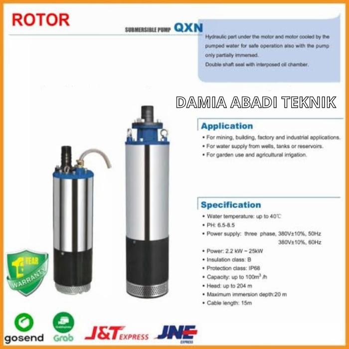 Gambar Pompa Celup Air Kotor Submersible Rotor QXN 12.5/5-75 10HP Head 100Mtr dari DAMIA ABADI TEKNIK undefined Tokopedia