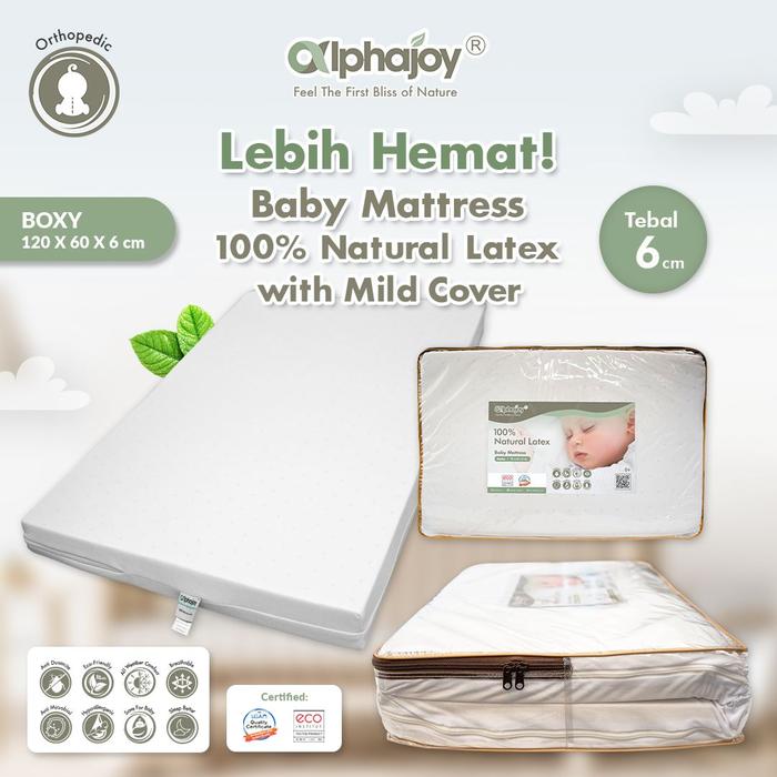 Gambar Alphajoy Mattress Mild Nat Latex 120 x 70 60 kasur bayi box kayu equi - Boxy 120 x 60 dari Alphajoy undefined Tokopedia