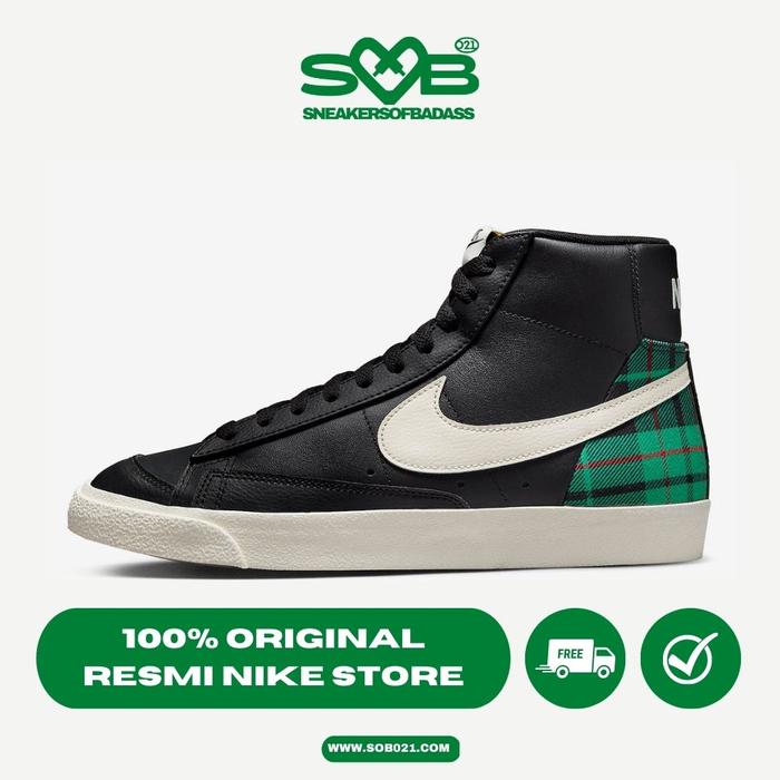 Sepatu Sneakers Nike Blazer Mid '77 PRM Black/Green DV0796-001 di  Sneakers Of Badass Tokopedia