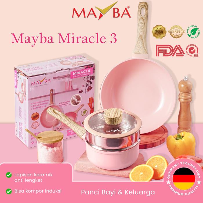Gambar MIRACLE PINK Wajan Steamer Panci Set 5/3 pcs High Quality Anti Lengket - Miracle3Pink dari KLIKMURAH undefined Tokopedia