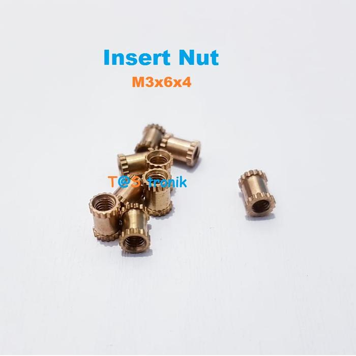 Gambar Insert Nut M3 Mur Tanam m4 m4x6 mur insert 4mm knurl nut - m3x6 dari tastronik undefined Tokopedia