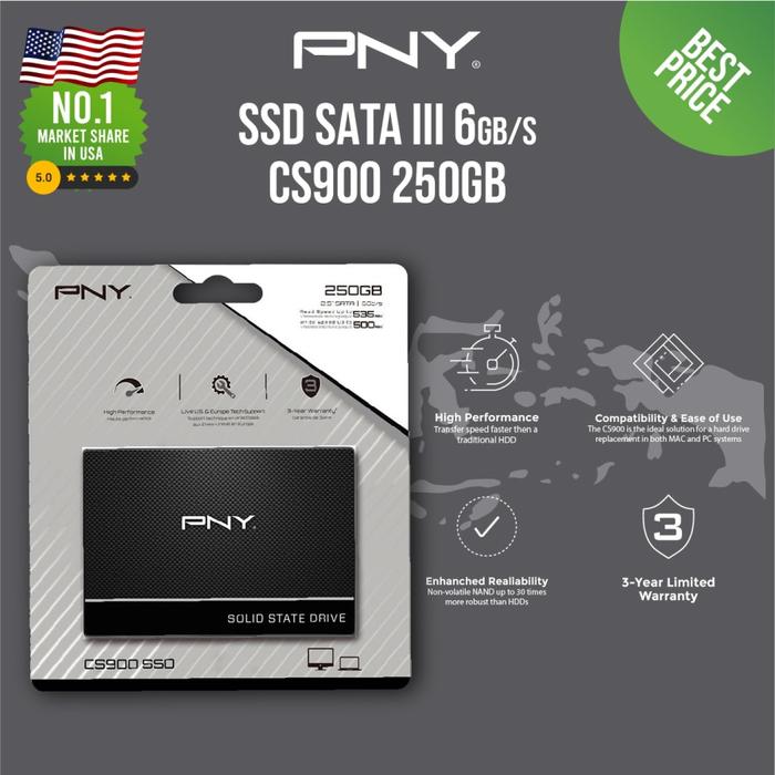 Jual PNY SSD CS900 250GB 2,5inch Internal SATA III 6Gb/s Kota