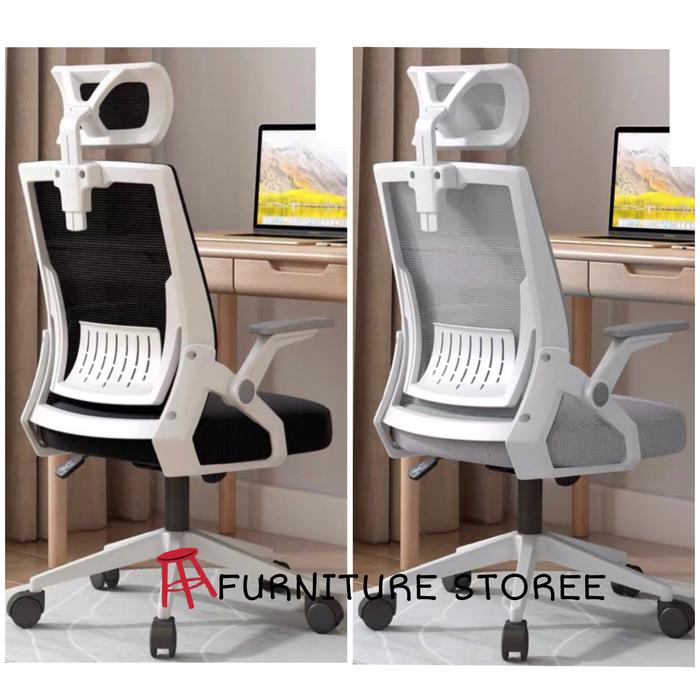 Gambar kursi kantor kerja kursi jaring staff direktur manager kursi komputer - HITAM PUTIH dari FURNITURE STOREE undefined Tokopedia