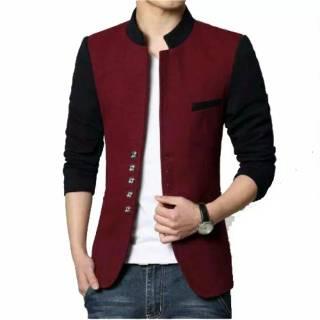 Gambar Jas Maroon Kombinasi Hitam/ Blazer Pria Maroon/ Model slimfit Elegan - MRN Kombinasi, XL dari Habibie Blazer undefined Tokopedia