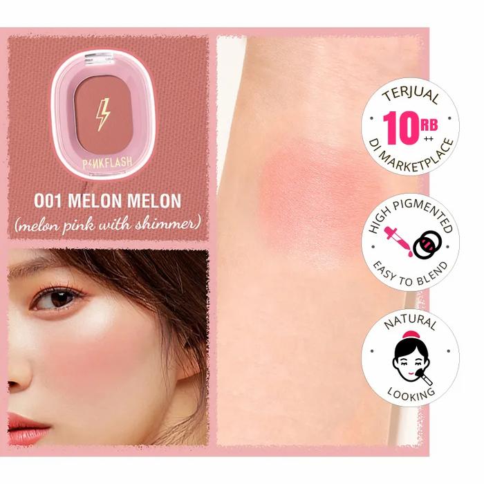 Gambar Pinkflash Soft Pigment Blush On BPOM - pink flash pigmented blushes - 001 dari Kwaniesha undefined Tokopedia