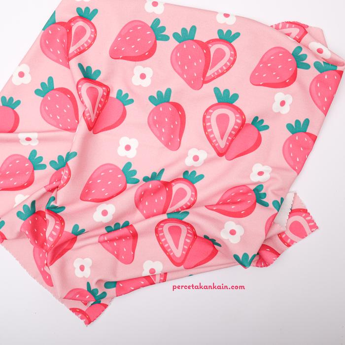 Gambar Kain Fruit Pattern - Arlie - Strawberry dari Arlie Percetakan Kain undefined Tokopedia