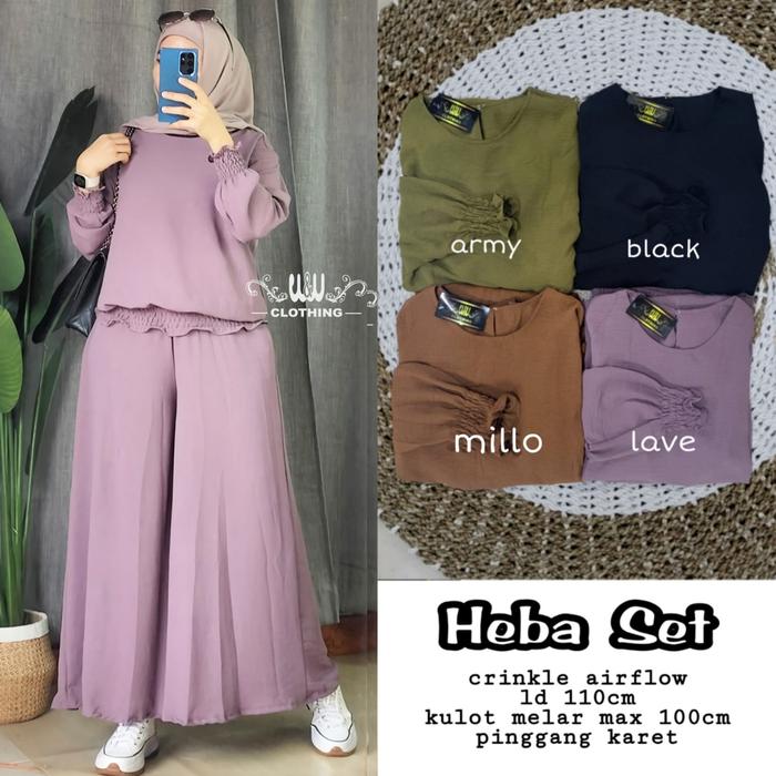 Gambar HEBA SETELAN WANITA JUMBO BAHAN AIRFLOW WARNA POLOS BY W&W - Lave dari Doltuku_co undefined Tokopedia