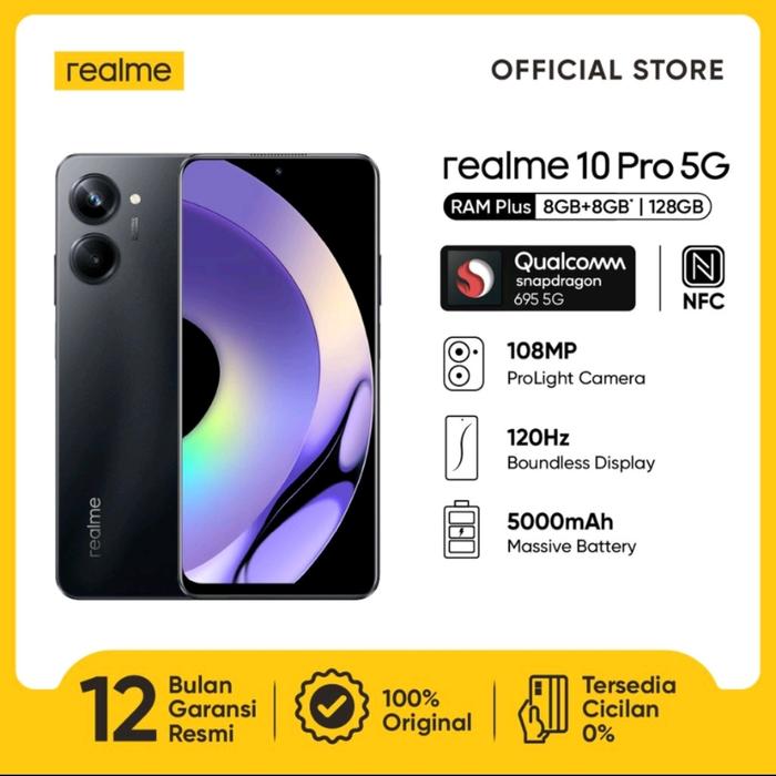 Gambar realme 10 pro 5g 8/128 gb - garansi resmi realme indonesia - Hitam dari Ge2gadget undefined Tokopedia