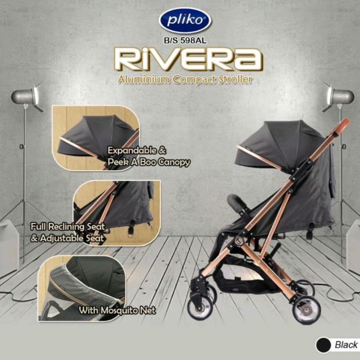 Jual Stroller Pliko Rivera BS598AL one folding system Abu-abu