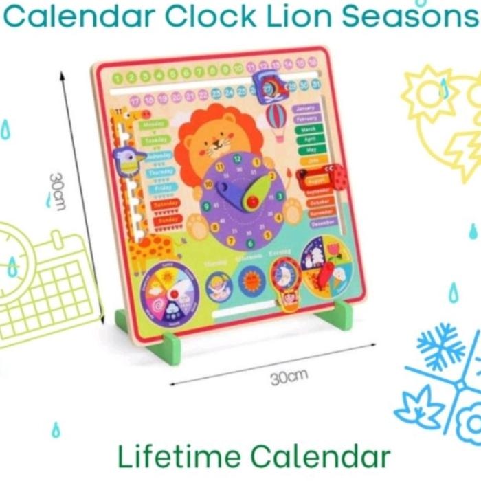 Gambar Papan Edukasi mengenal waktu, tanggal, hari - Lion dari Elizia Shop undefined Tokopedia