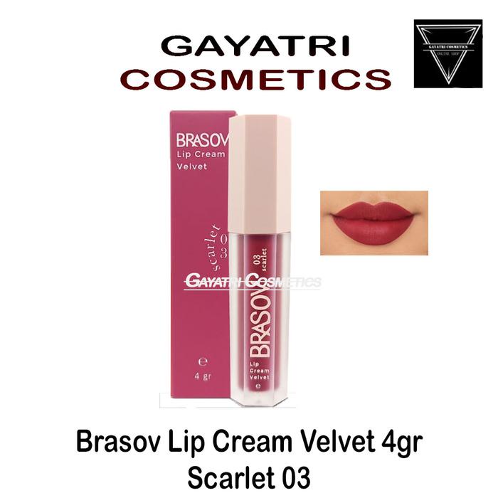 Gambar Brasov Lip Cream Velvet pelembab bibir 4g - Scarllet 03 dari gayatri cosmetics undefined Tokopedia