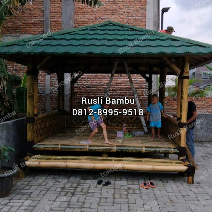 Jual SAUNG GAZEBO BAMBU ATAP GENTENG METAL UKURAN 3×3 - Kab. Bogor