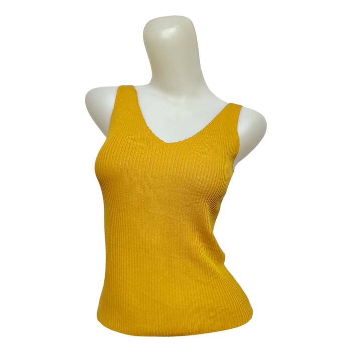 Gambar Tank top Korea V Neck, Tengtop Leher V korea Style, Tank Top Wanita - Kuning mustard dari KEC Fashion undefined Tokopedia