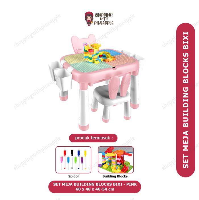 Gambar SWP - Set Meja Building Blocks Bixi / Meja Belajar Anak - Pink dari Shopping With Pineapple. undefined Tokopedia