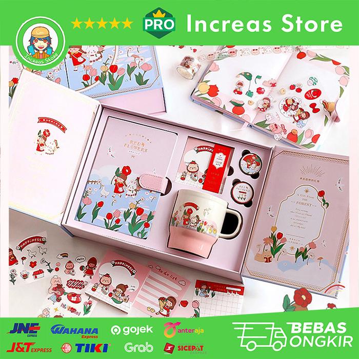 Gambar Hampers Diary Hardcover Mug Set - Washi Tape, Sticker & Sticky Notes - Flower dari IncreasStore undefined Tokopedia