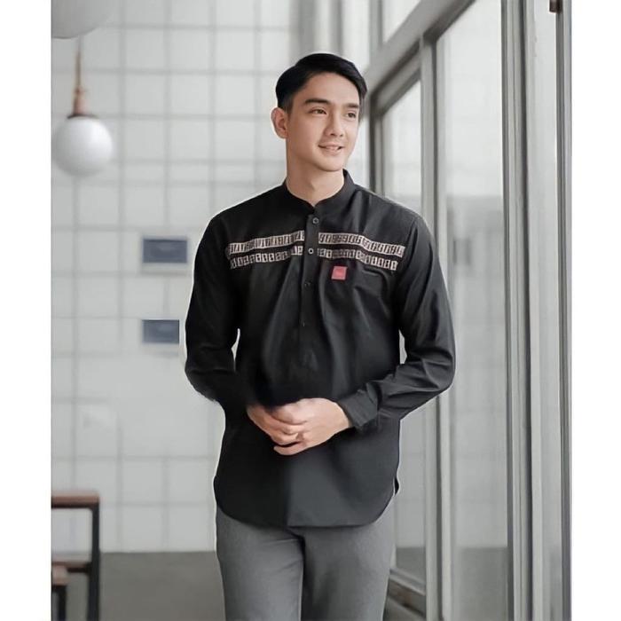 Gambar baju koko kurta pria dewasa lengan panjang baju muslim pria - FF.Hitam, L dari Jafa_Oficial undefined Tokopedia