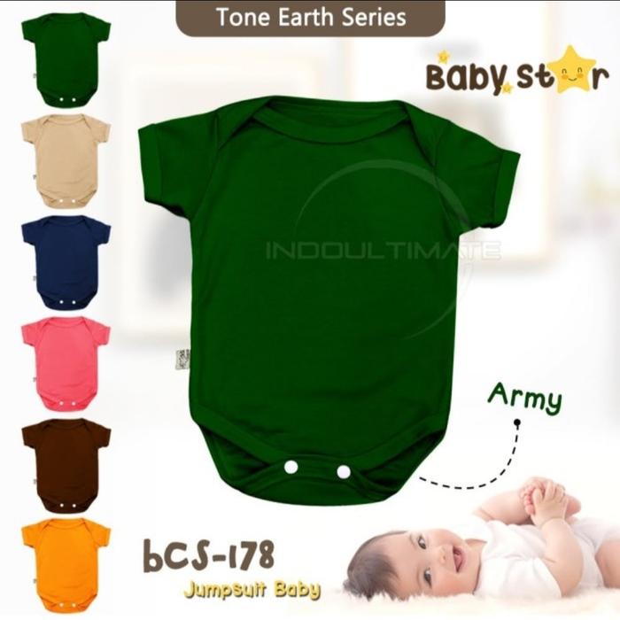 Gambar Jumsuit Bayi - Baby Jumper Polos Unisex - Baju Jumper Bayi ( 0 -3m ) Newborn Lengan pendek Bahan Cotton - Army dari Aurel Babyshop undefined Tokopedia