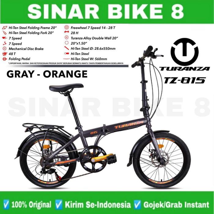 Jual Sepeda Lipat TURANZA TZ 815 Ukuran 20 Inch Speed Black