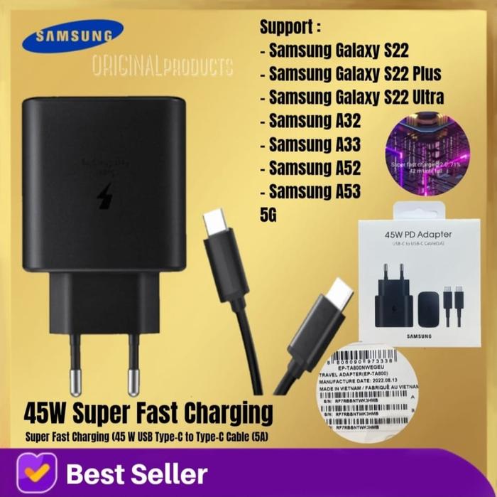 Jual ORIGINAL CHARGER SAMSUNG 45W SUPER FAST CHARGING usb 5A S20