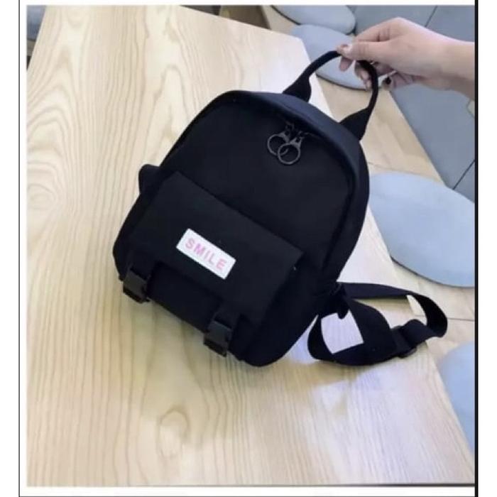 Gambar Tas Ransel Mini Wanita Smile - RANSEL MINI WANITA STYLISH SMILE KOREA - Hitam dari highmore.id undefined Tokopedia