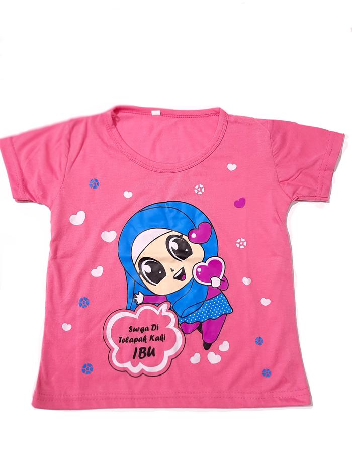 Gambar Pakaian Anak perempuan muslim 6 buln- 8 tahun oblong atasan surga kaos - Pink, 6-8 thun-(no.6) dari LINGLANG FASHION undefined Tokopedia
