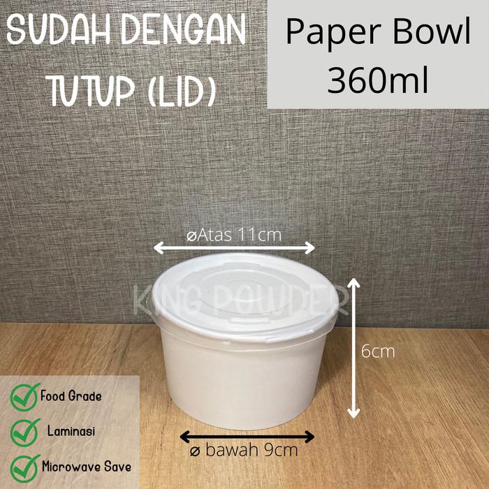 Gambar Paper Bowl 360ml/500/650/800/RiceBowl/Tempat Nasi/Box Nasi BOWL+LID - 360 ML dari King Powder ID undefined Tokopedia