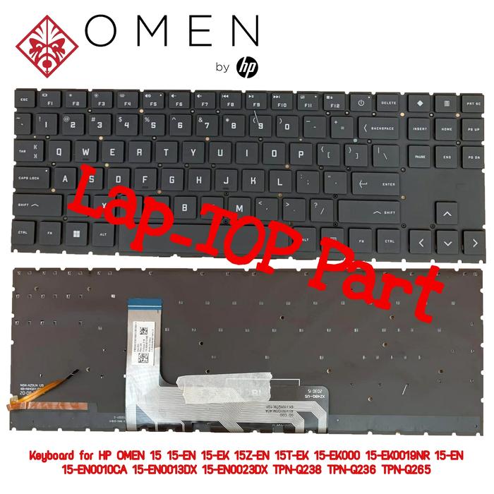 Clavier De Remplacement Pour HP OMEN 15-EN / 15-EK - Version Française AZERTY, Rétroéclairé (non RGB) - Compatible Modèles AMD TPN-Q238, TPN-Q236, Etc.