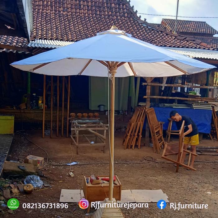 Gambar Tenda payung taman outdoor jati - mentahan, 2,5 m dari Rjfurniturjepara undefined Tokopedia