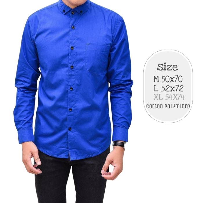 Gambar Hem kemeja pria polos basic slimfit boyi topman kemeja formal - Biru Bca, M dari serbaserbikemeja undefined Tokopedia