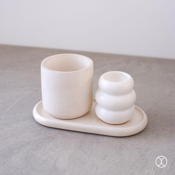 Gambar CONCREATE Desk Organizer Set Candle Holder Terra / Tempat Lilin - Putih dari Concreate living undefined Tokopedia