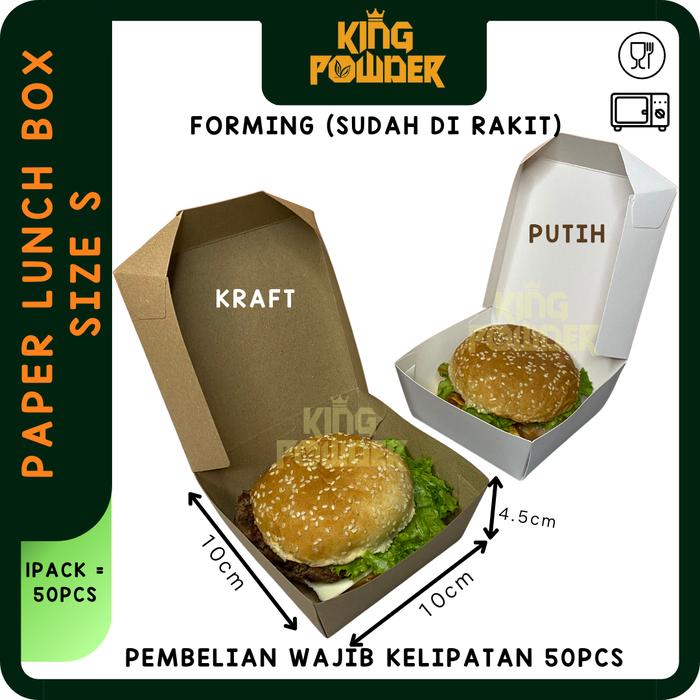 Gambar Paper lunch Box ukuran S / Box Burger / Lunch Box M / Lunch Box L - Putih S dari King Powder ID undefined Tokopedia