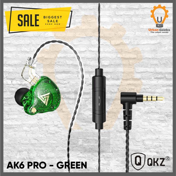 Gambar Headset AK6 Pro QKZ Earphone Sport Kabel Lepas Pasang With Microphone - AAK6 PRO Green, Earphone Only dari URBAN GEEKS undefined Tokopedia