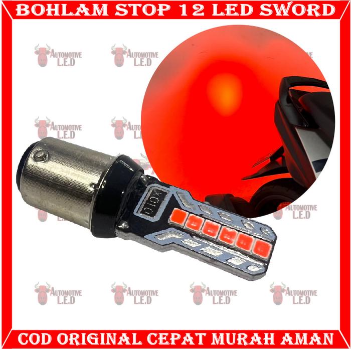 Gambar ORIGINAL LAMPU REM MOTOR 12 LED MODEL PEDANG SUPER TERANG | BOHLAM STOP LED 12 LED - Merah dari AUTOMOTIVELED undefined Tokopedia