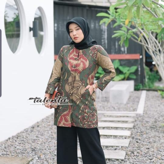 Gambar Blouse batik wanita lengan panjang lapis furing motif bunga matahari - S dari Wanti Galeri Fashion undefined Tokopedia