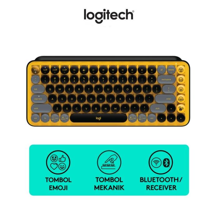 Gambar Logitech POP Keys Wireless Mechanical Emoji Keyboard - Blast Yellow dari Lotuskom undefined Tokopedia
