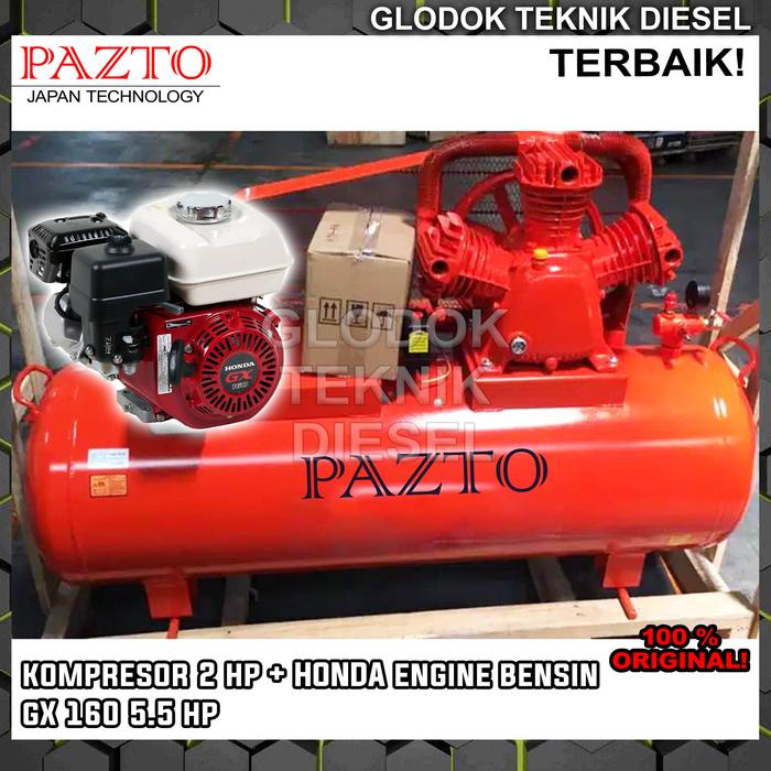 Jual PAZTO Kompresor Angin 2 HP + Engine Bensin GX 200 6.5 HP ...