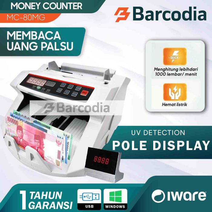 Gambar Mesin Penghitung Uang Otomatis IWARE MC-80 Money Counter with UV - WITH MAGNETIC dari Barcodia Kota Administrasi Jakarta Pusat Tokopedia