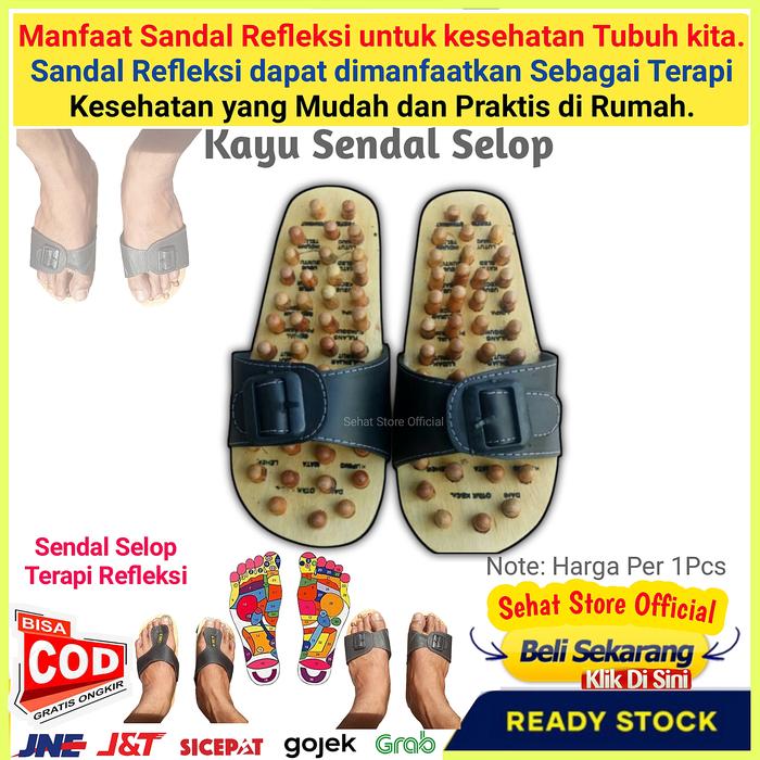 Gambar Sendal Jepit Rematik Sandal Refleksi Selop Terapi Alat Pijat Kaki KAYU - Model Selop, Size: 38 dari CV Sehat Store undefined Tokopedia