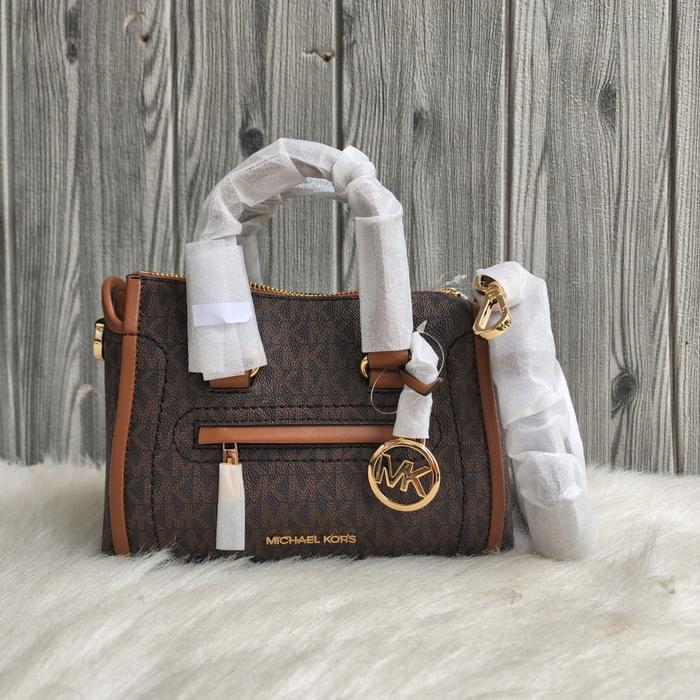 Jual Michael Kors Carine XS Satchel Crossbody Bag Signature Brown