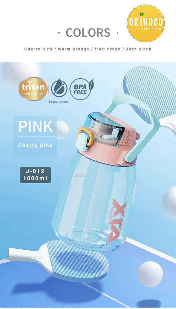 Gambar Orinoco Botol Minum Sport Plastik Tritan J-012 Tali Panjang 1000ml - Merah Muda dari Maxhomeliving_NEW undefined Tokopedia