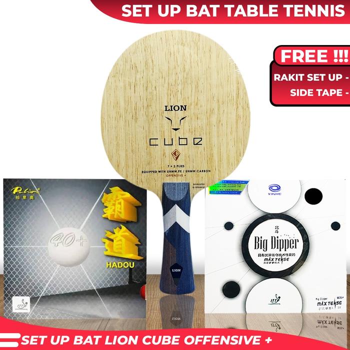 Jual Setup Tenis Meja Lion Cube OFF Plus Palio Hadou 40+ Yinhe Big