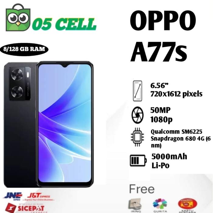 Gambar OPPO A77S RAM 8/128GB RAM 8GB INTERNAL 128GB GARANSI RESMI INDONESIA - Hitam dari 05Cell undefined Tokopedia