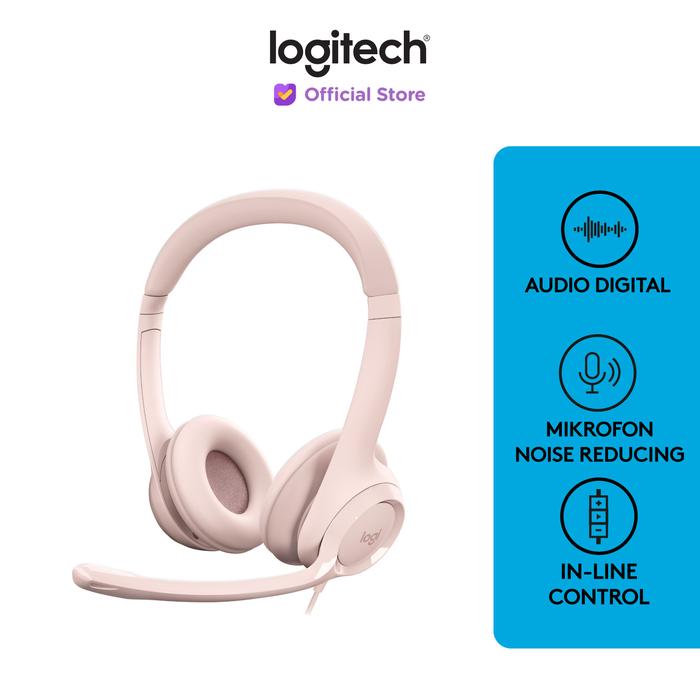 Gambar Logitech H390 Headset Stereo USB Mikrofon Noise-Cancelling - Merah Muda dari Logitech Official Store undefined Tokopedia