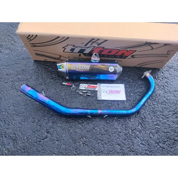Gambar knalpot triton cbr 150r r15 cb 150r gsx 150 ninja mono type xr5 series - Biru, cbr k45r dari Widura Triton undefined Tokopedia