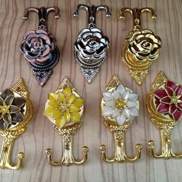 Gambar Hook tali gorden cantolan tali gorden minimalis model bunga melati - gold dari Berkah Gorden Store undefined Tokopedia